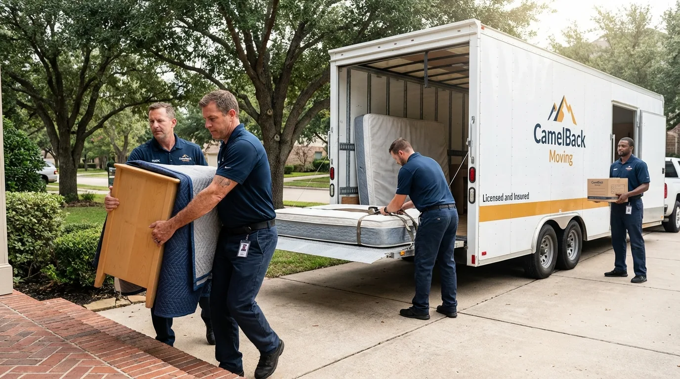 Crew loading residential truck for cross-state move from Dodge City, KS