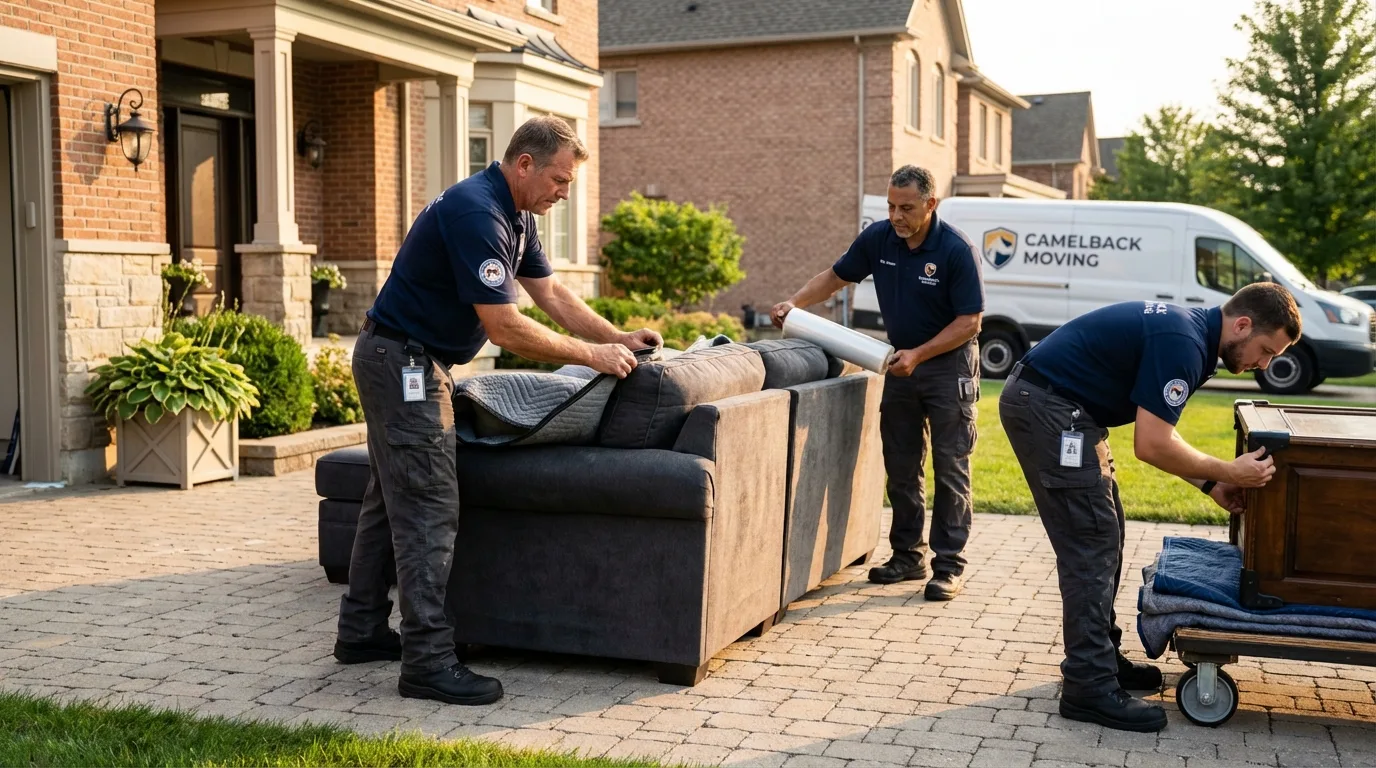 Large estate moving crew wrapping furniture in Dodge City, KS